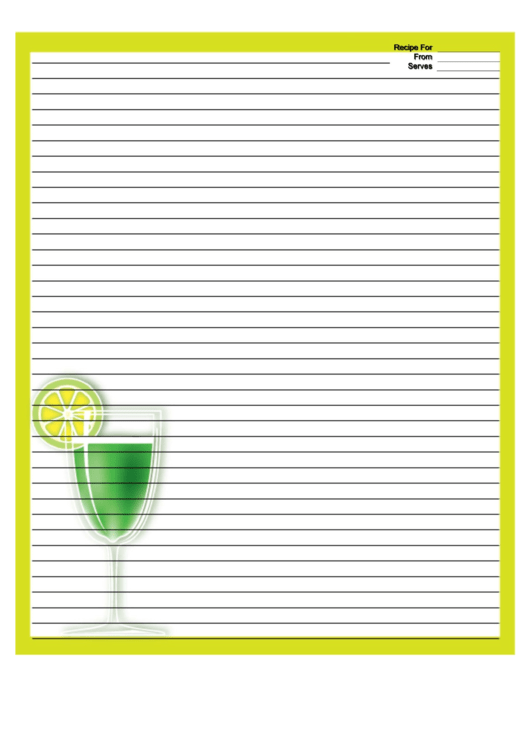 Cocktail Green Recipe Card 8x10 Printable pdf