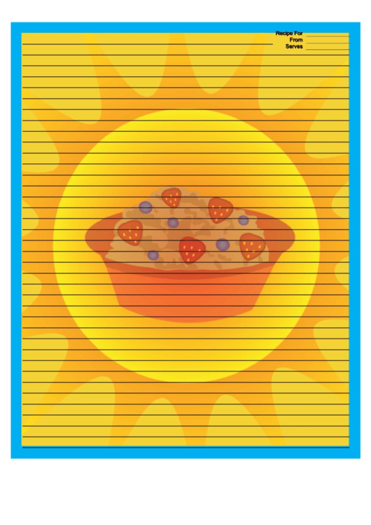 Fruit Cereal Blue Recipe Card 8x10 Printable pdf