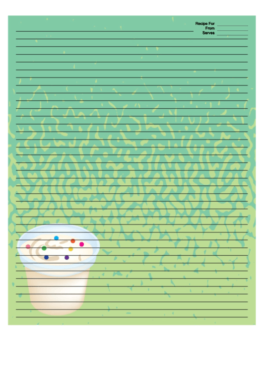 Ice Cream Sprinkles Green Recipe Card 8x10 Printable pdf