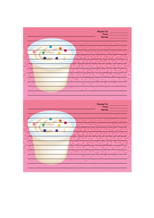 Ice Cream Sprinkles Pink Recipe Card 4x6 Template Printable pdf