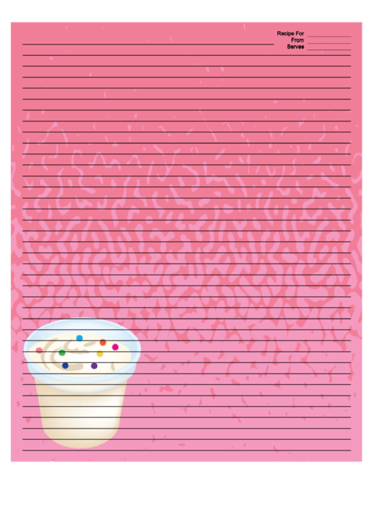 Ice Cream Sprinkles Pink Recipe Card 8x10 Printable pdf