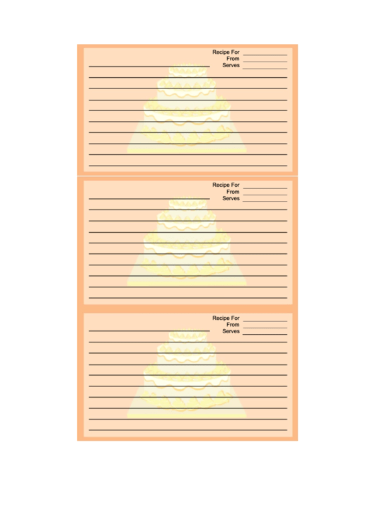 Orange Tiered Cake Recipe Card Template Printable pdf