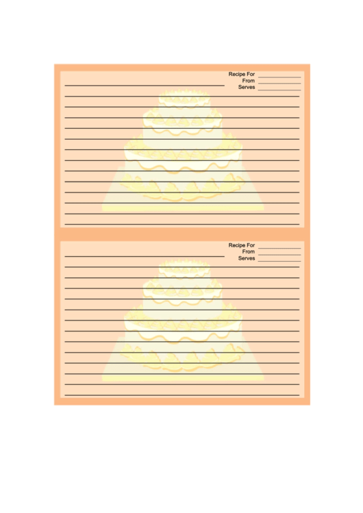 Orange Tiered Cake Recipe Card Template 4x6 Printable pdf