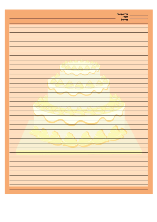 Orange Tiered Cake Recipe Card 8x10 Printable pdf
