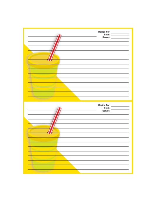 Yellow Paper Cups Recipe Card 4x6 Printable pdf