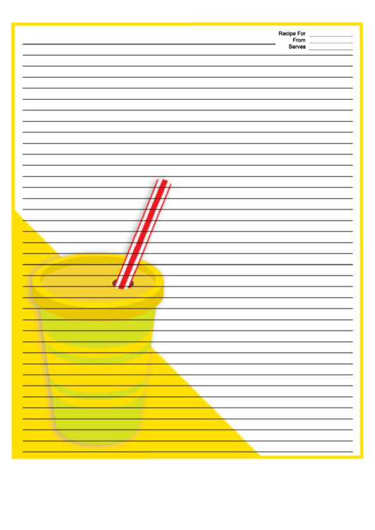 Yellow Paper Cups Recipe Card 8x10 Printable pdf