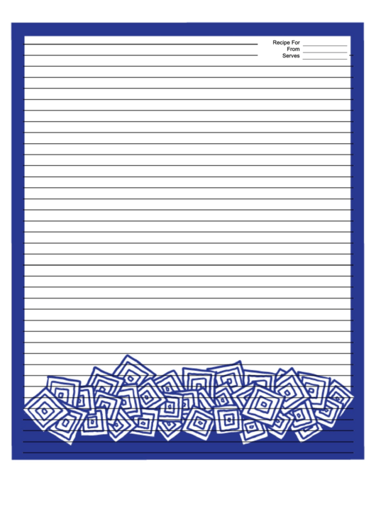 Blue White Squares Blue Recipe Card 8x10 Printable pdf