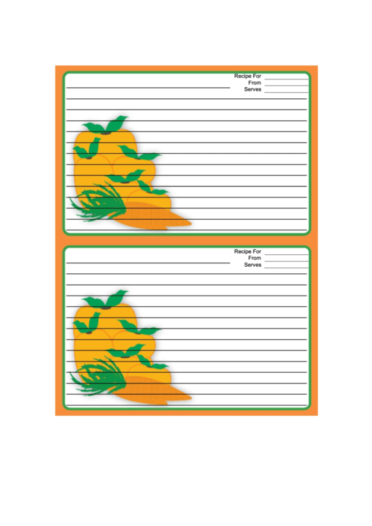 Orange Veggies Recipe Card 4x6 Template Printable pdf