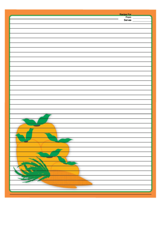 Orange Veggies Recipe Card 8x10 Printable pdf