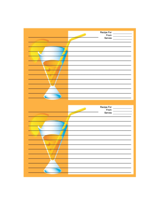 Orange Drink Recipe Card 4x6 Printable pdf