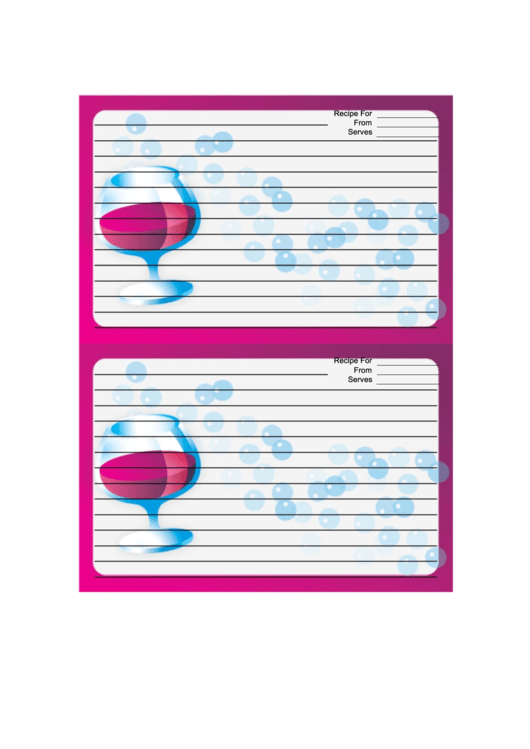 Pink Brandy Snifters Recipe Card 4x6 Template Printable pdf