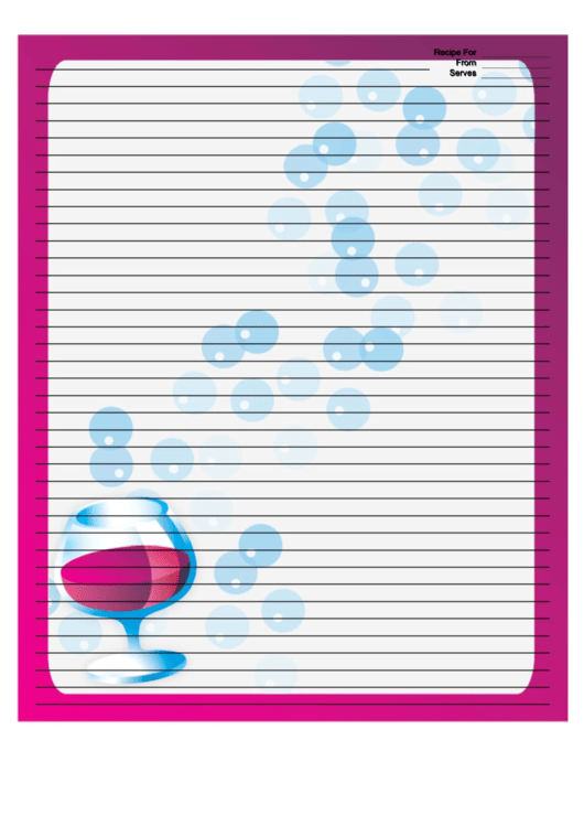 Pink Brandy Snifters Recipe Card 8x10 Printable pdf