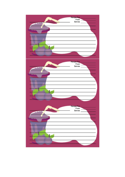 Plum Drink Recipe Card Template Printable pdf