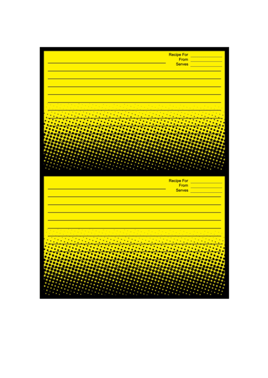 Yellow Gradient Dots Recipe Card 4x6 Template Printable pdf