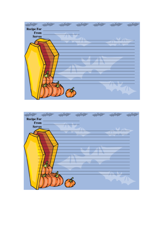 Halloween 4x6 Recipe Card Template Printable pdf