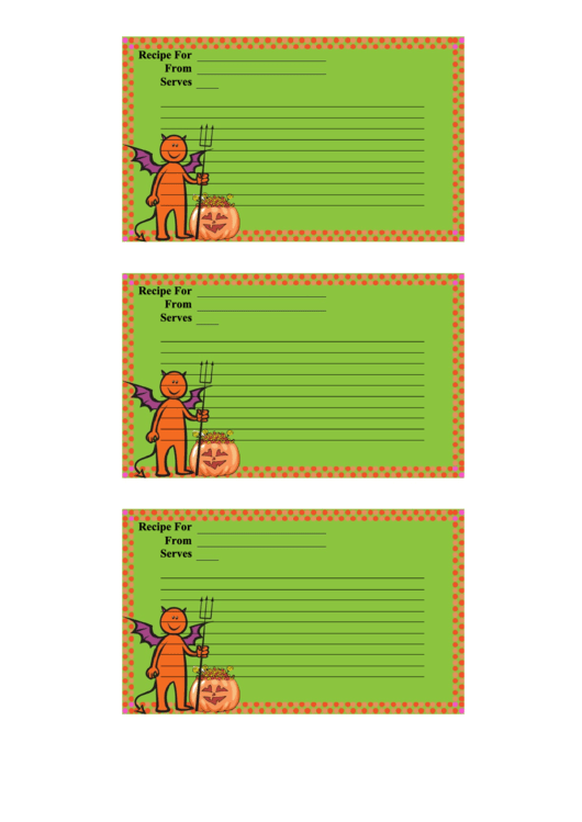 Halloween 3x5 Recipe Card Template Printable pdf