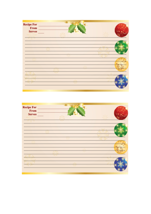 Christmas Decorations Recipe Card Template Printable pdf
