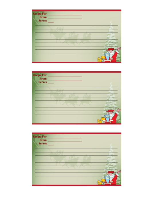 Christmas Recipe Card Template - Green Printable pdf