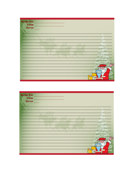 Christmas Recipe Card Template Printable pdf
