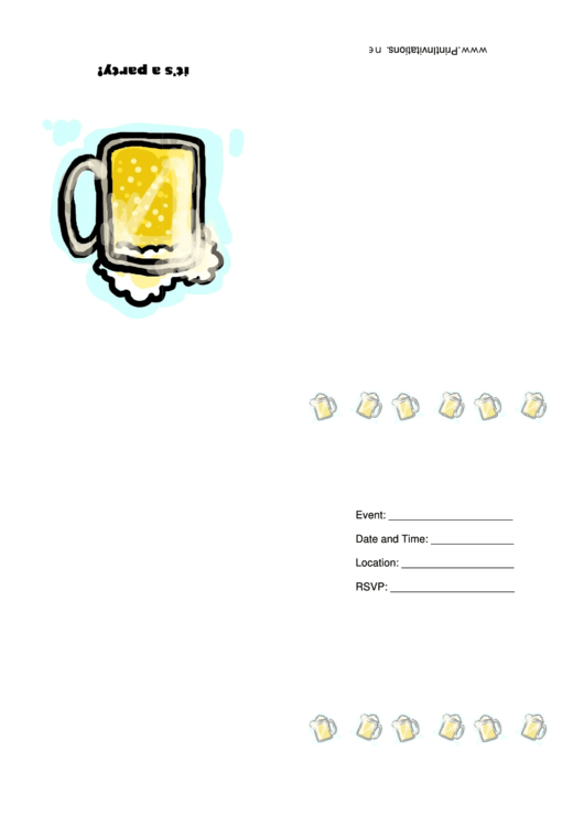 Party Invitation - Beer Mug Printable pdf