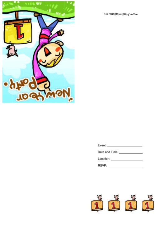 Happy Boy New Year Party Invitation Template