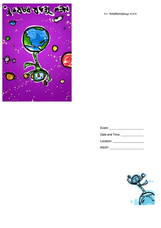 Robot New Year Party Invitation Template