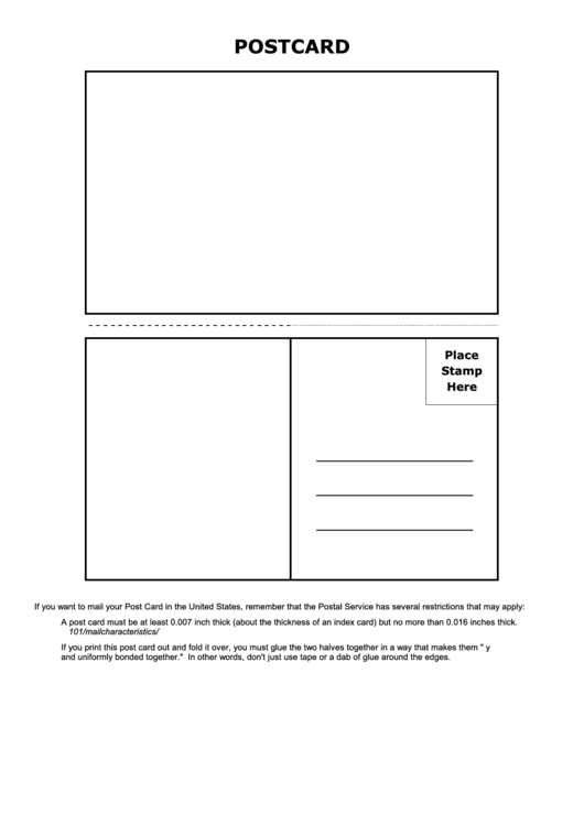 Postcard Template Printable pdf