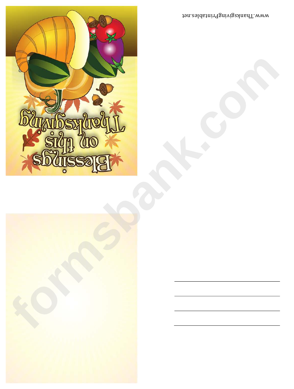 Blessings Thanksgiving Card Template