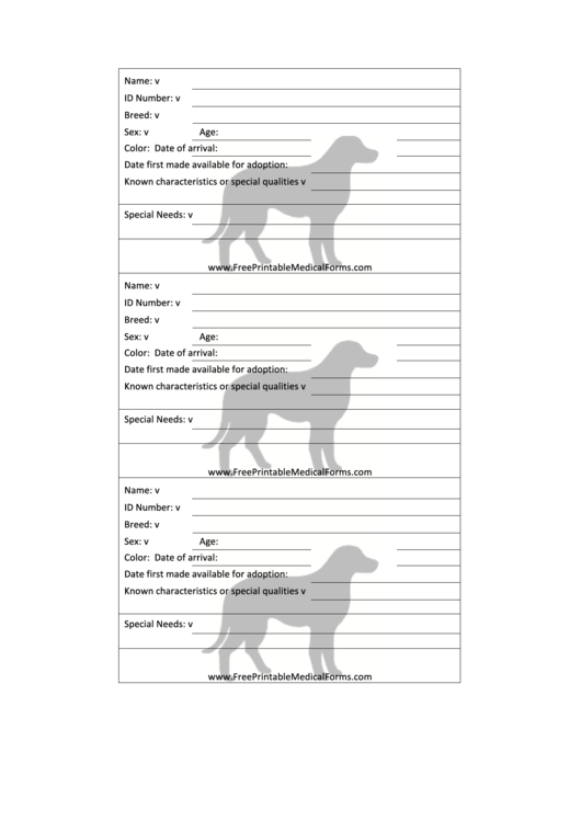 Dog Adoption Cage Card Printable pdf