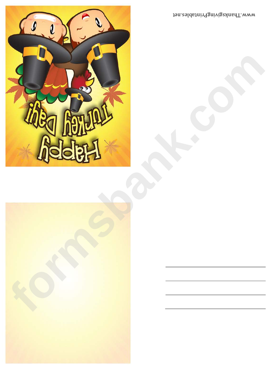Happy Turkey Day Thanksgiving Card Template