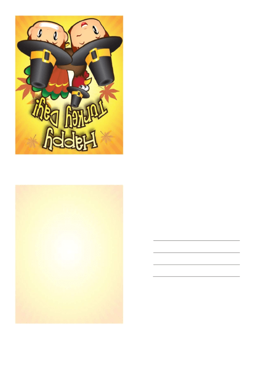 Happy Turkey Day Thanksgiving Card Template Printable pdf