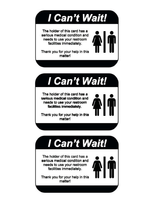 Emergency Bathroom Card Printable pdf