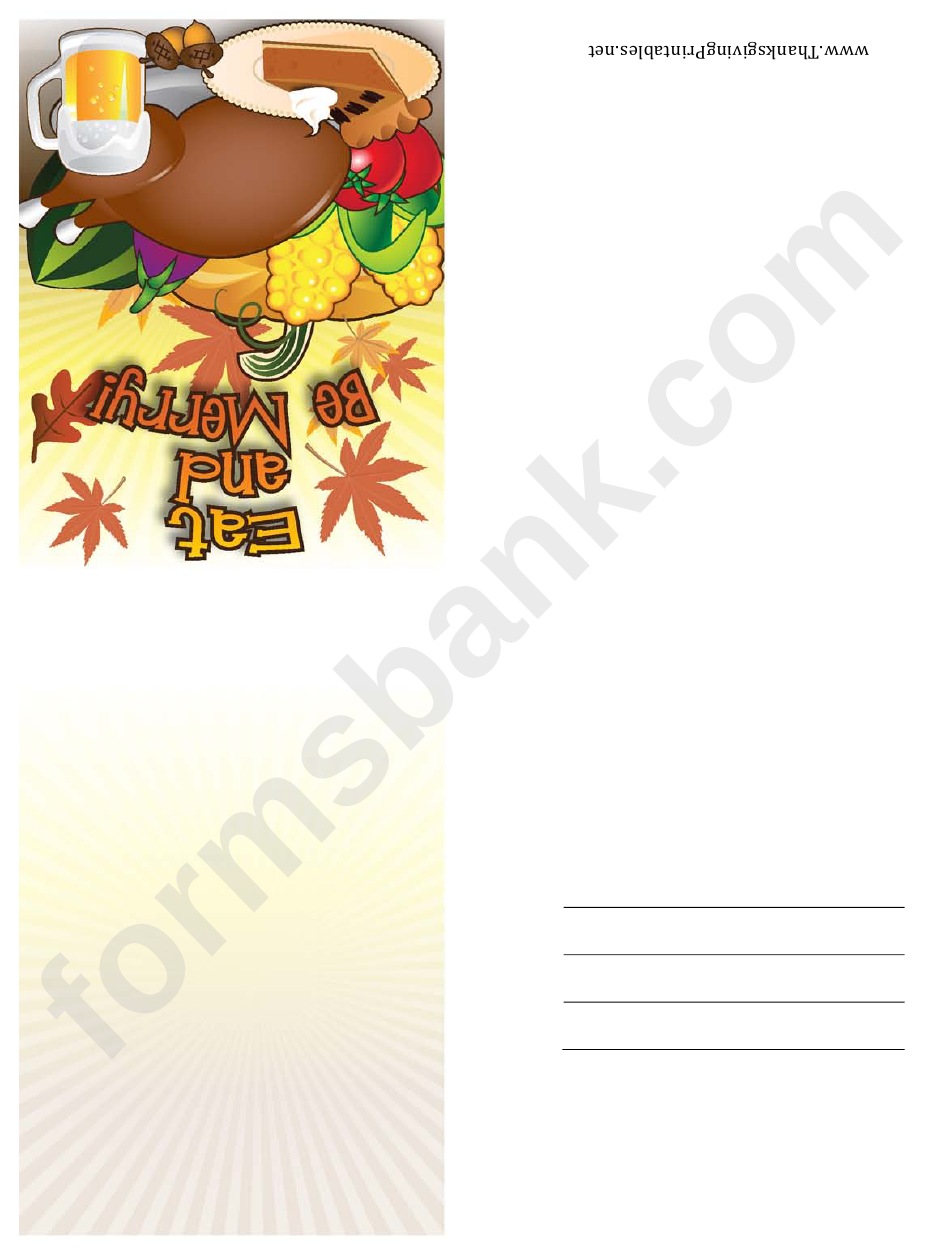 Eat And Be Merry Thanksgiving Card Template