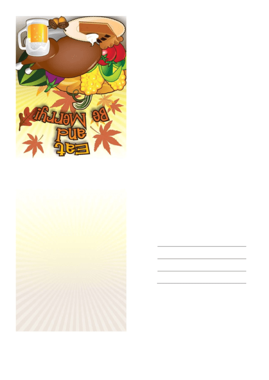 Eat And Be Merry Thanksgiving Card Template Printable pdf