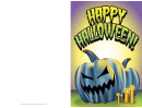 Halloween Blue Jack O Lantern Card Template