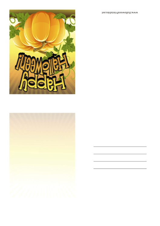 Halloween Orange Pumpkin Small Card Template Printable pdf