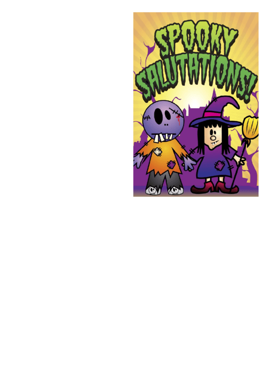 Halloween Spooky Salutations Card Template Printable pdf