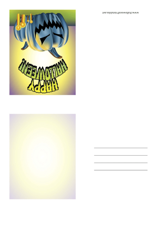 Halloween Blue Jack O Lantern Small Card Template Printable pdf