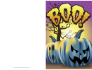Halloween Boo Blue Pumpkins Card Template Printable pdf