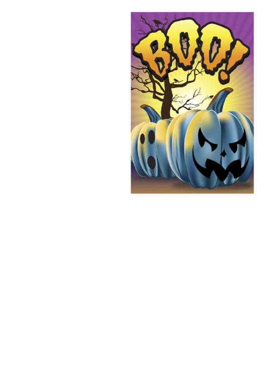 Halloween Boo Blue Pumpkins Card Template Printable pdf