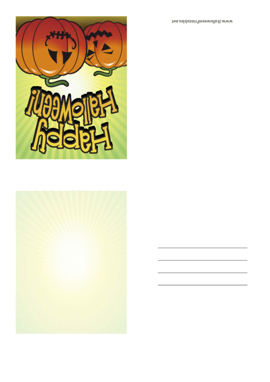 Halloween Two Jack O Lanterns Small Card Template Printable pdf