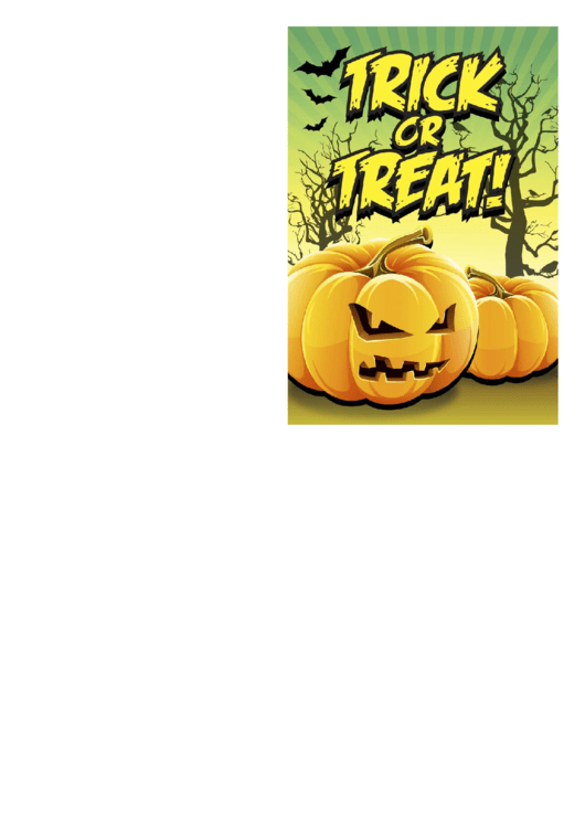 Halloween Orange Trick Or Treat Card Template Printable pdf