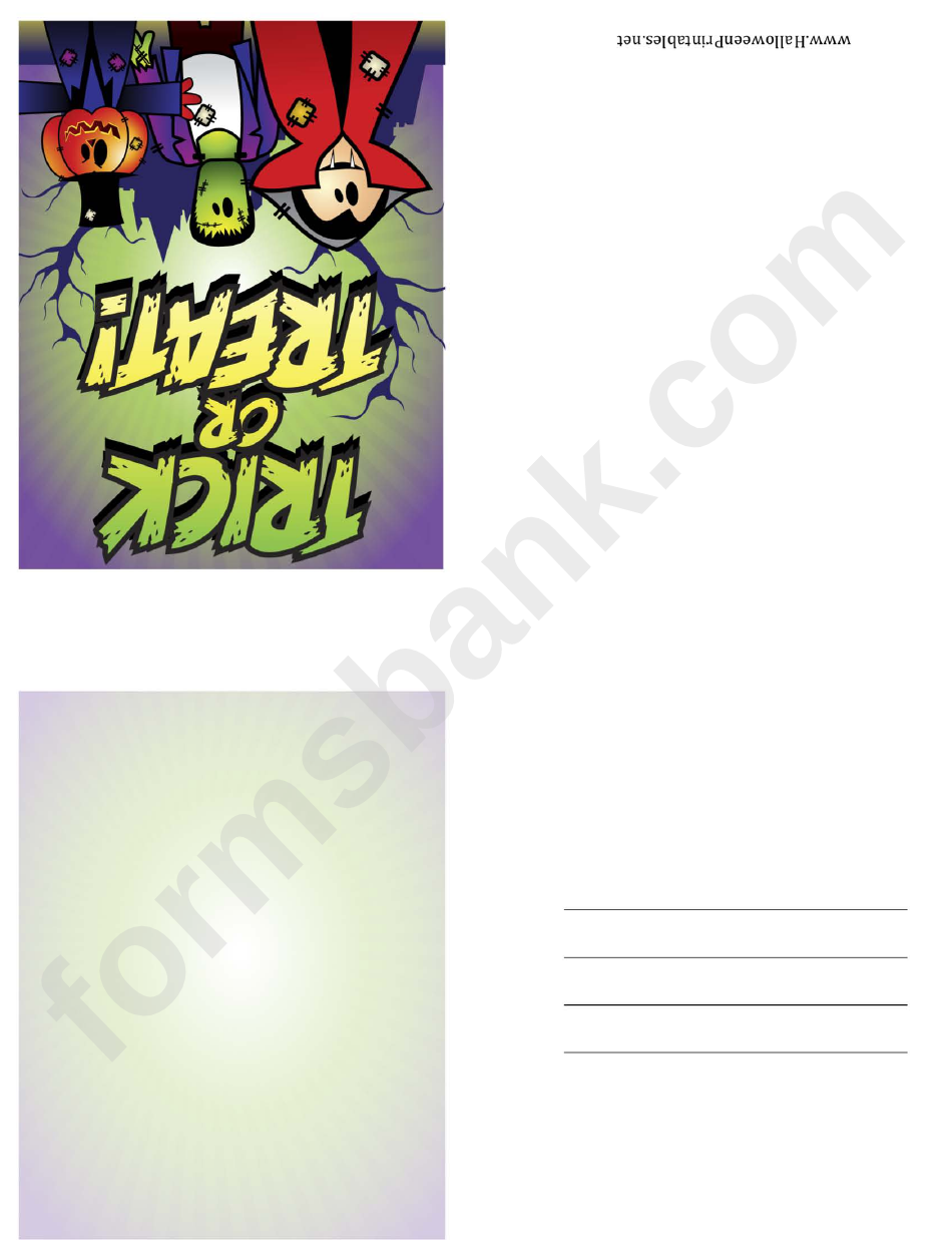 Halloween Trick Or Treat Vampire Small Card Template