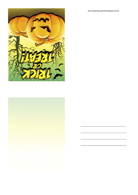 Halloween Orange Trick Or Treat Small Card Template Printable pdf