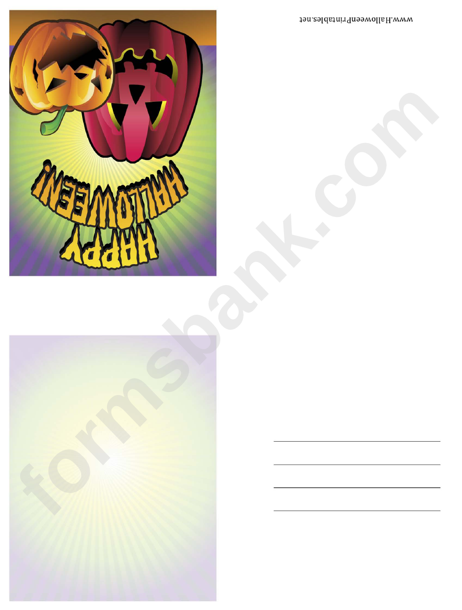 Halloween Jack-O-Lantern Small Card Template
