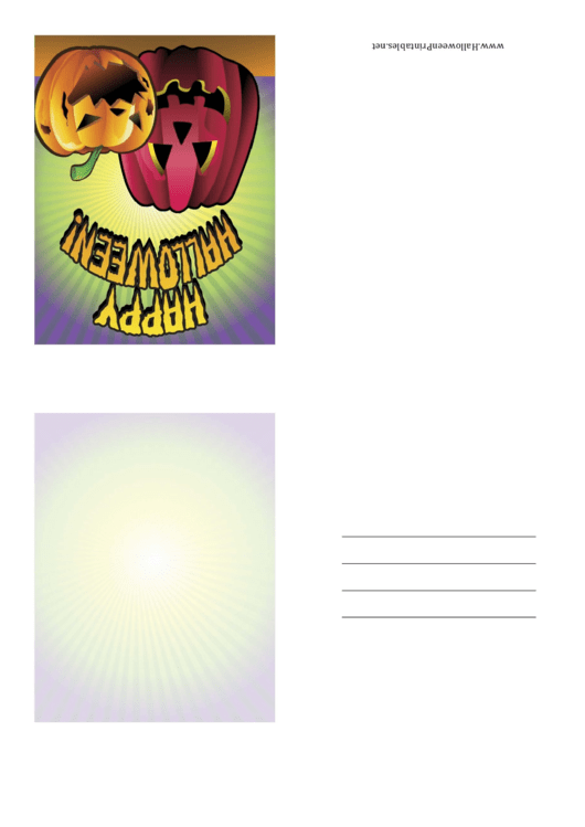 Halloween Jack-O-Lantern Small Card Template Printable pdf