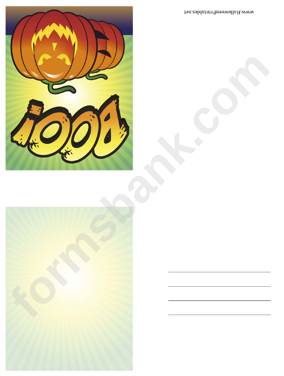 Halloween Boo Jack-O-Lantern Small Card Template