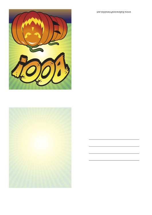 Halloween Boo Jack-O-Lantern Small Card Template Printable pdf