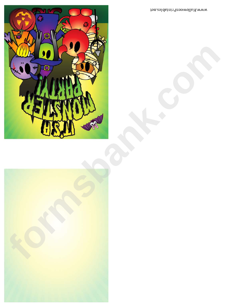 Halloween Monster Party Small Card Template