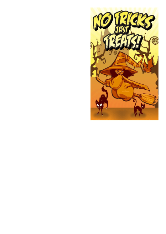 Halloween No Tricks Just Treats Card Template Printable pdf